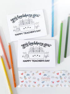 Teacher's Day Colouring Card - Printable